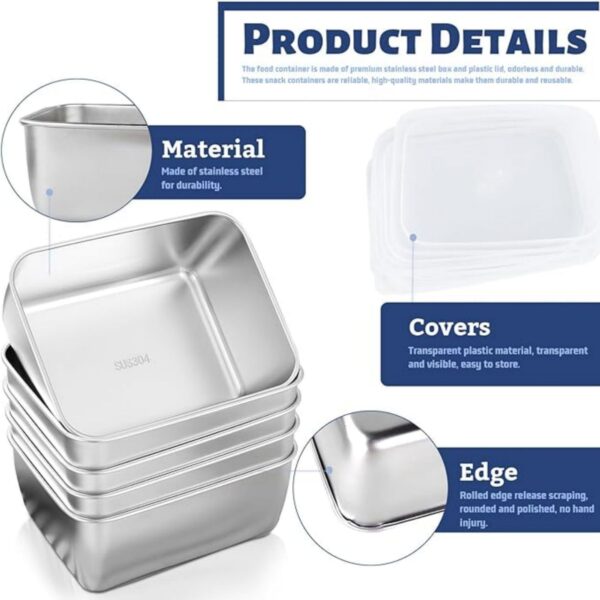 Stainless Steel Food Containers With Lids Item No#30374 - Image 2