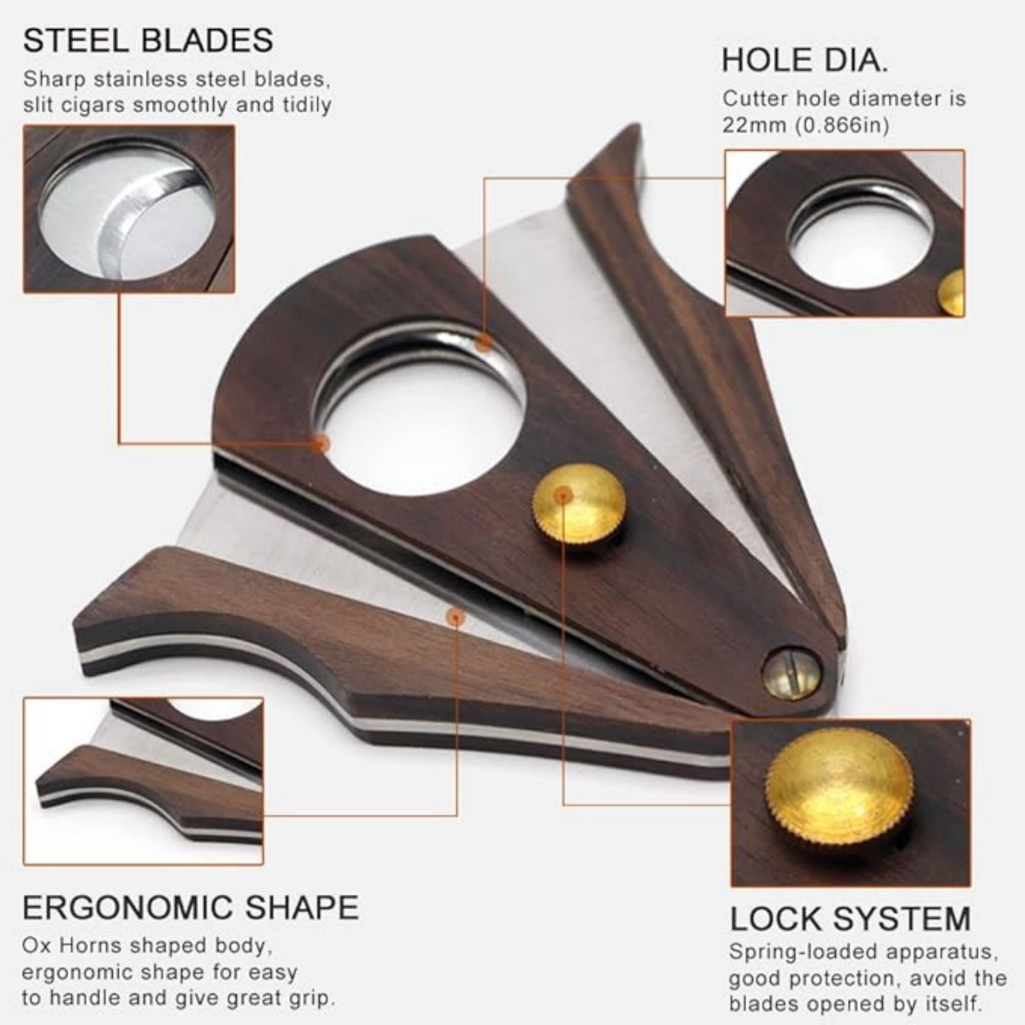Cigar Cutter Lock System Wood Item No#30380 - Image 2