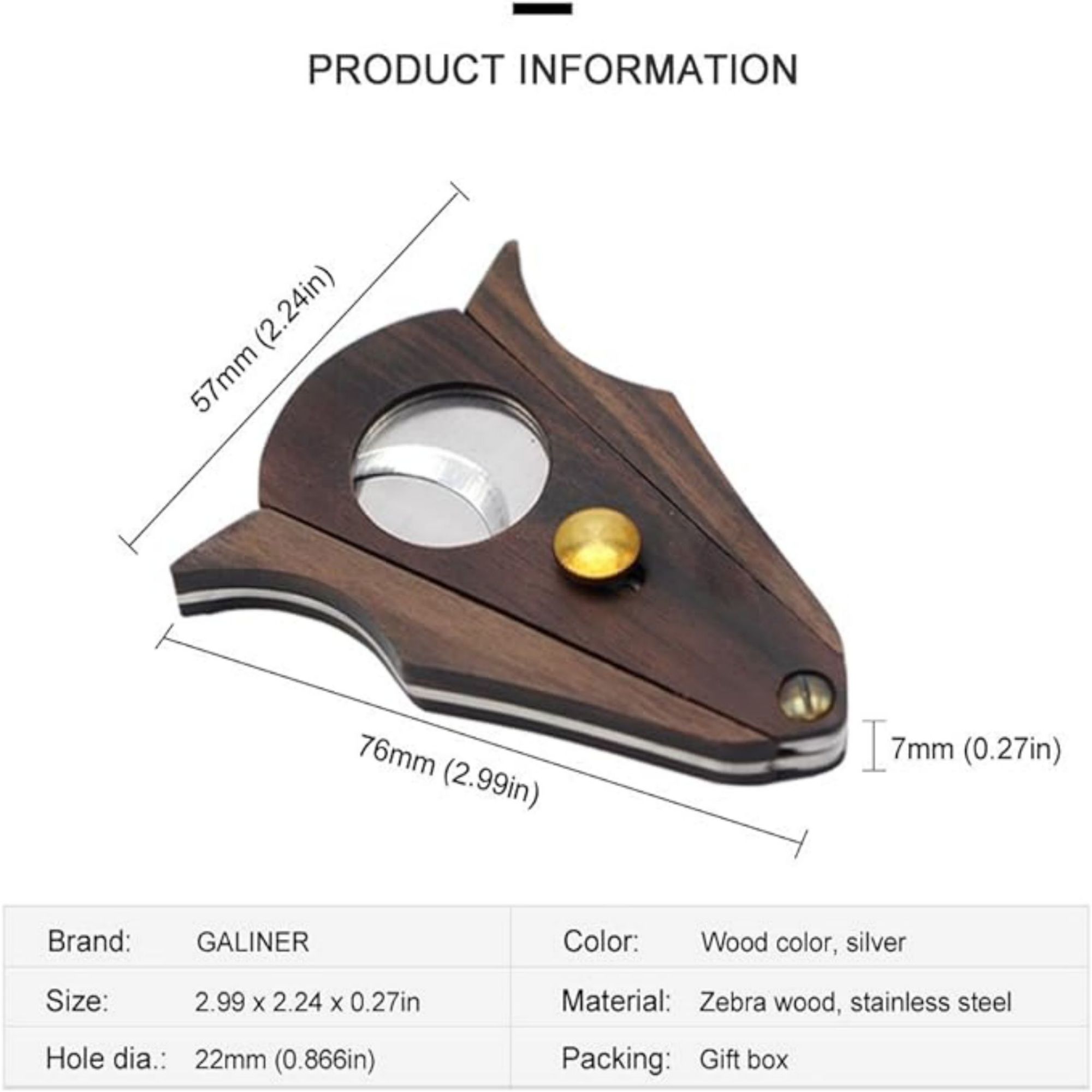 Cigar Cutter Lock System Wood Item No#30380 - Image 3
