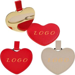 Mini Small Heart Shaped Mirror With Pu Leather Cover Item No#30387