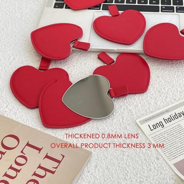 Mini Small Heart Shaped Mirror With Pu Leather Cover Item No#30387 - Image 2