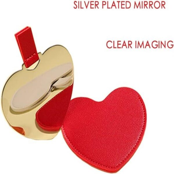 Mini Small Heart Shaped Mirror With Pu Leather Cover Item No#30387 - Image 3