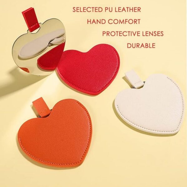 Mini Small Heart Shaped Mirror With Pu Leather Cover Item No#30387 - Image 5