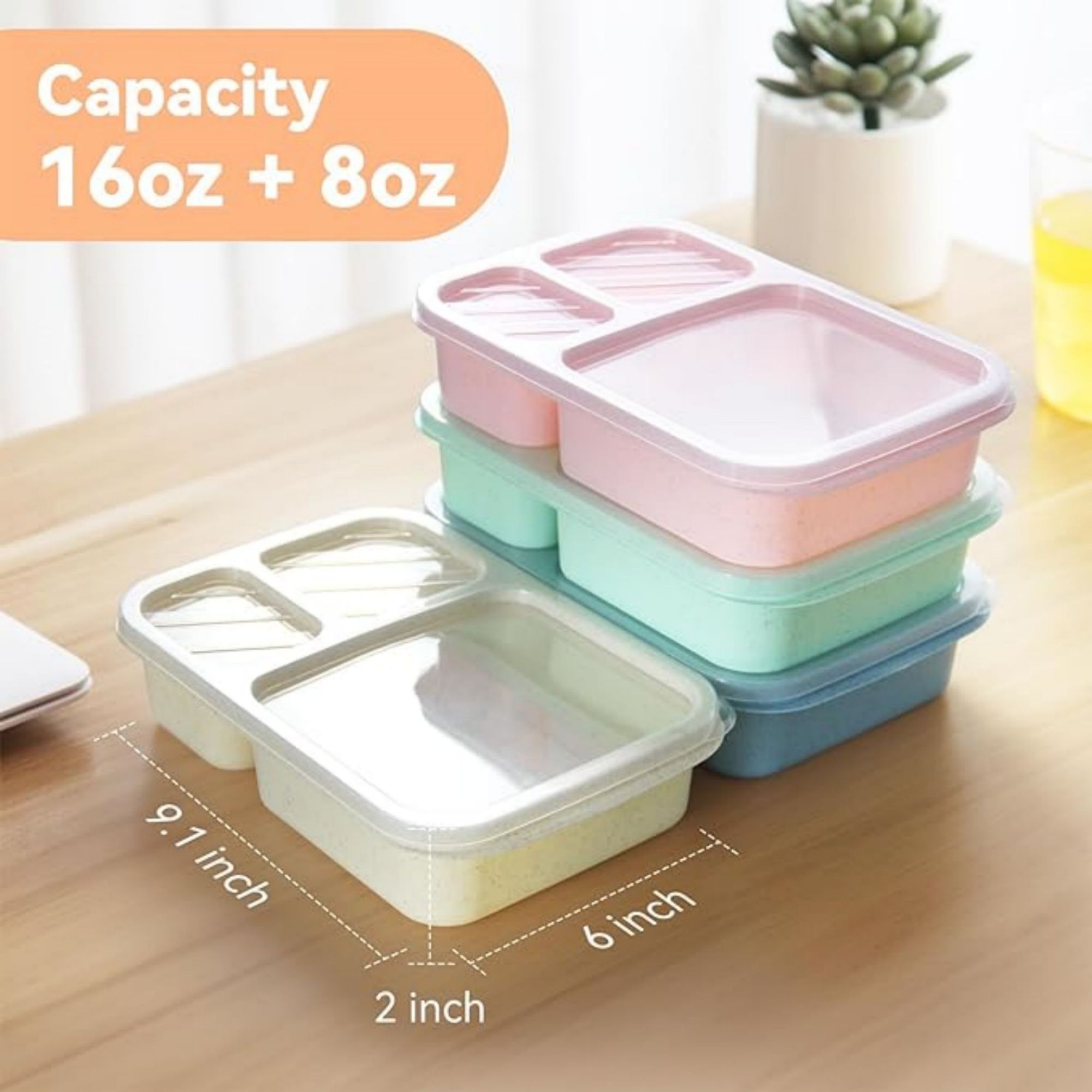 Wheat Straw Bento Lunch Boxes Item No#30401 - Image 2