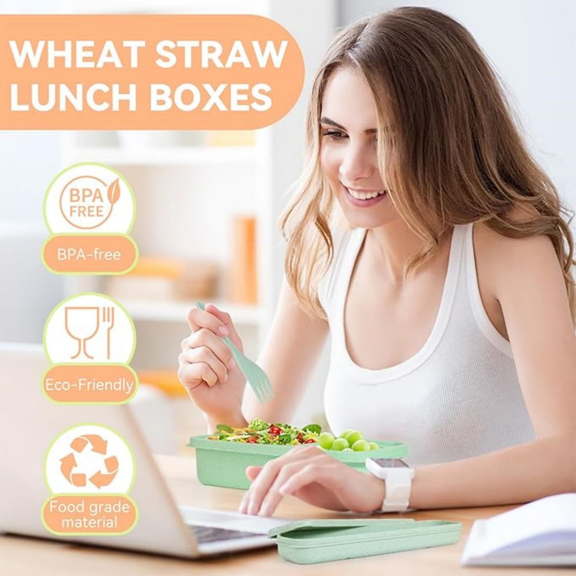 Wheat Straw Bento Lunch Boxes Item No#30401 - Image 4