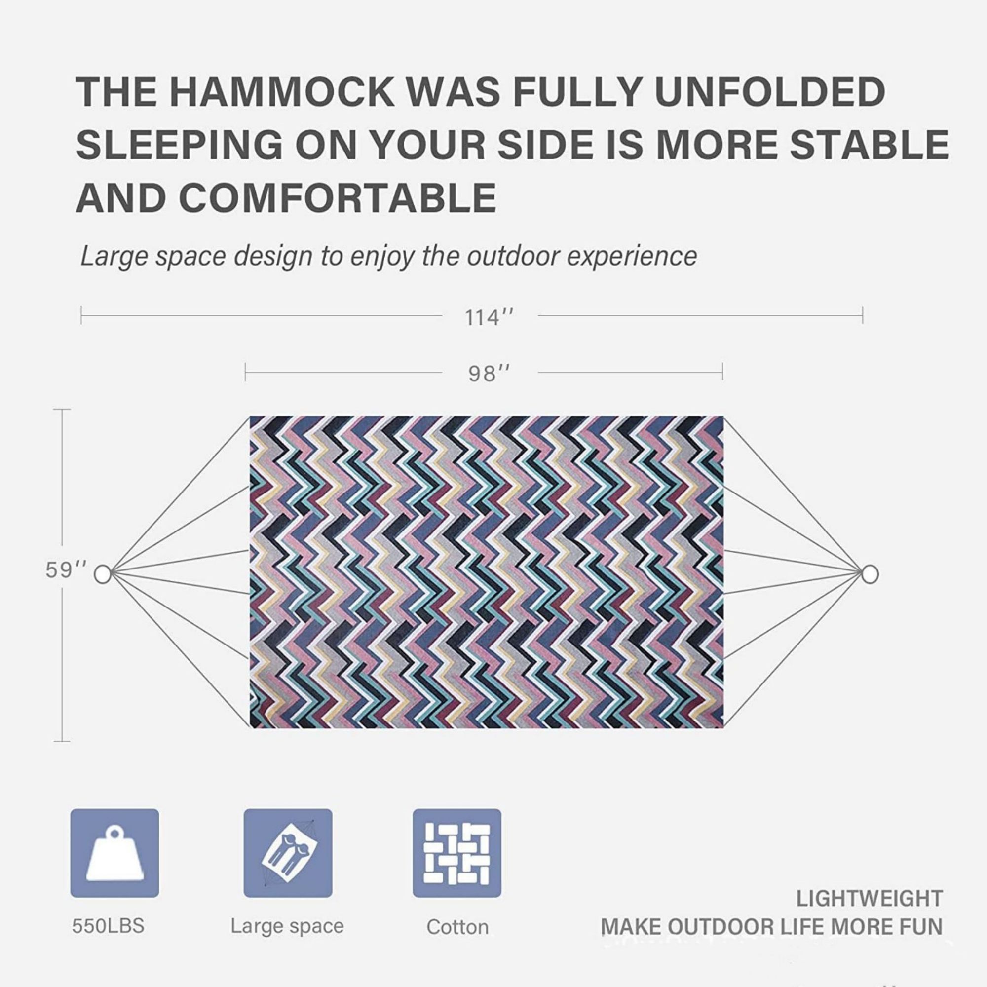 Camping Hammock With Colorful Wave Pattern Item No#30441 - Image 2