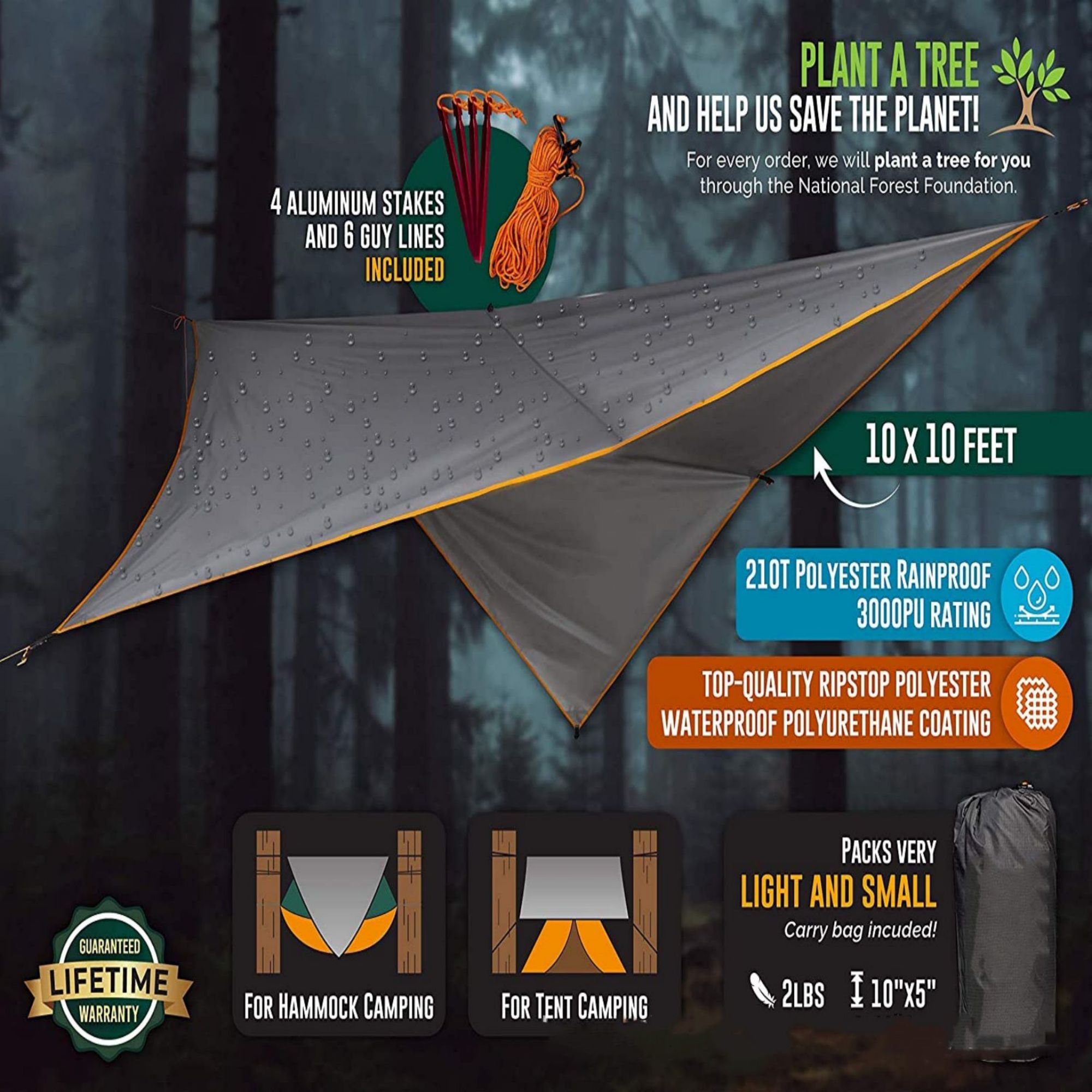 Pu Waterproof Camping Tarp Item No#30451 - Image 2
