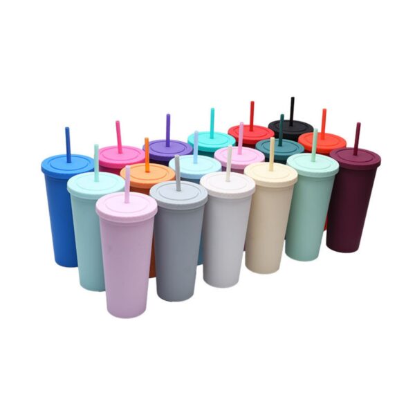 24Oz Double-Layer Frosted Straw Cup Item No#30506