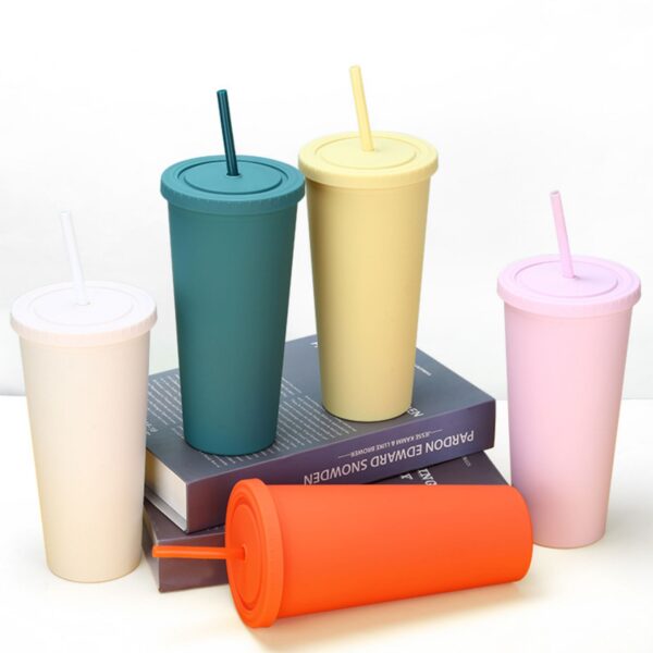 24Oz Double-Layer Frosted Straw Cup Item No#30506 - Image 2
