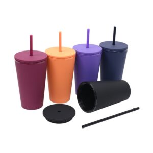 16Oz Double-Layer Frosted Straw Cup Item No#30507