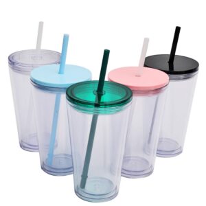 16Oz Fashion Double Layer Straw Cup Item No#30509