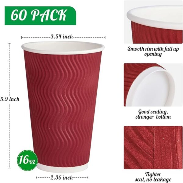 50 Pack 16 Oz Disposable Paper Cups Item No#30530 - Image 2