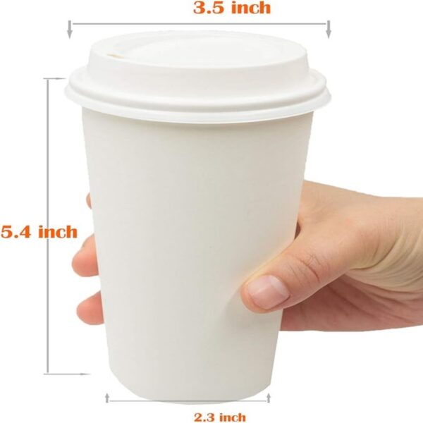 50 Pack 16 Oz Disposable Paper Cups With Lids Item No#30532 - Image 2