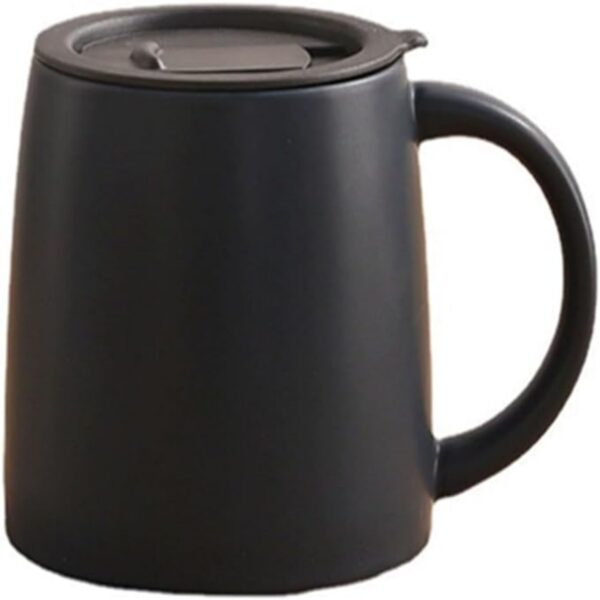 13.5Oz Round Simple Ceramic Mug With Lid And Straw Item No#30536