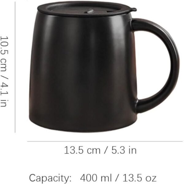 13.5Oz Round Simple Ceramic Mug With Lid And Straw Item No#30536 - Image 2