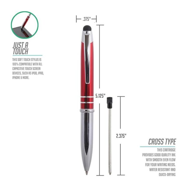 3-In-1 Multi-Function Capacitive Ballpoint Pen With Led Flashlight Item No#30576 - Image 2