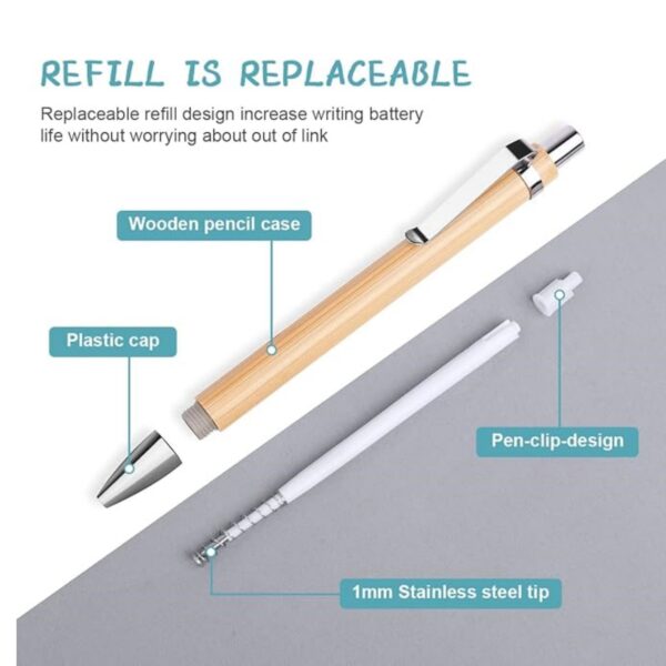 Bamboo Retractable Ballpoint Pen Item No#30578 - Image 3
