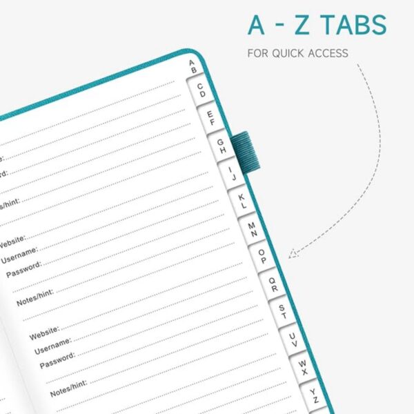 5.2"X7.8" 136 Pages Password Book With Alphabetical Tabs Item No#30590 - Image 4