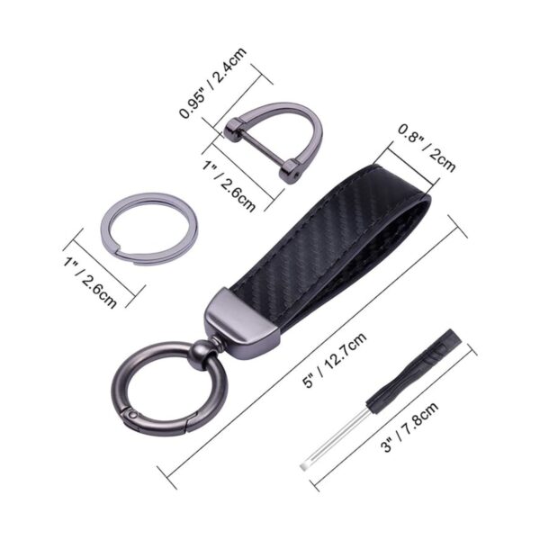 Carbon Fiber Style Key Chain With D-Ring Item No#30612 - Image 2