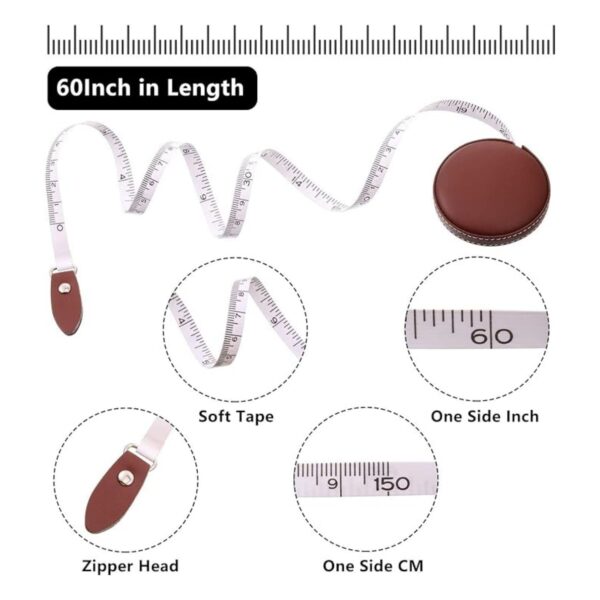 Leather Retractable Tape Measuring Dual Sided 60 Inch/1.5 M Item No#30680 - Image 3