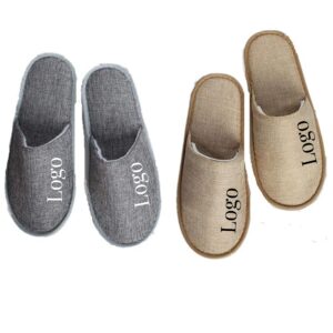 Linen Closed Toe Slippers Item No#30682