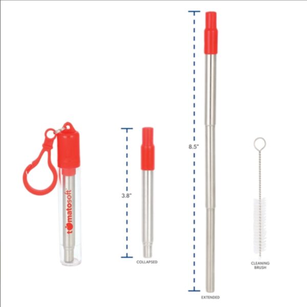 Collapsible Stainless Steel Straw Kit Item No#30819 - Image 3