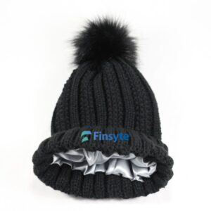 Winter Knitted Beanie Hat With Fur Pom Item No#30849