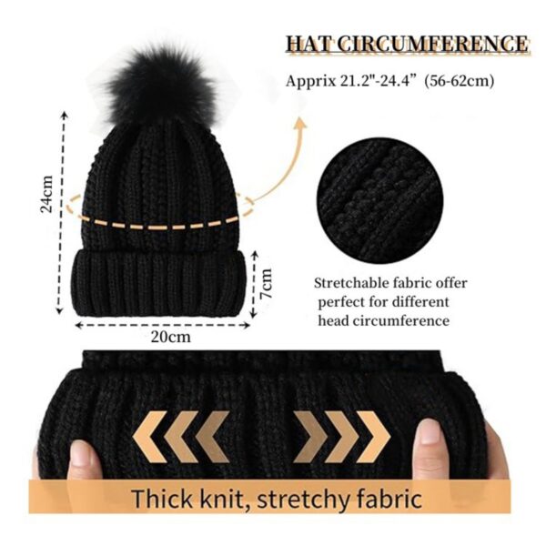 Winter Knitted Beanie Hat With Fur Pom Item No#30849 - Image 3