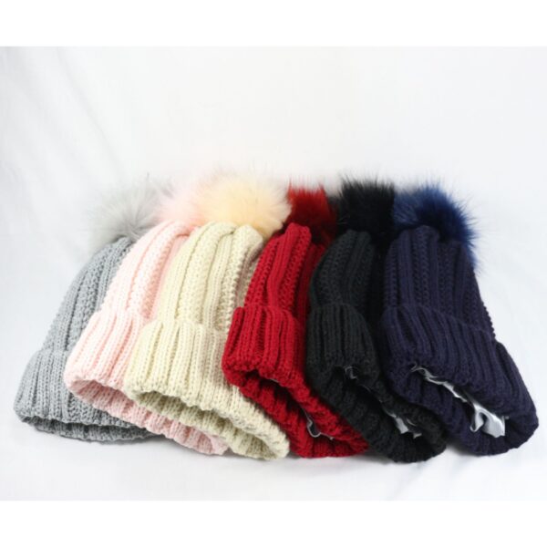 Winter Knitted Beanie Hat With Fur Pom Item No#30849 - Image 4