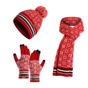 Winter Hat Scarf And Touchcreen Gloves For Women Item No#30855