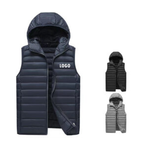 Men'S Lightweight Down Cotton Vest With Hood Item No#31018