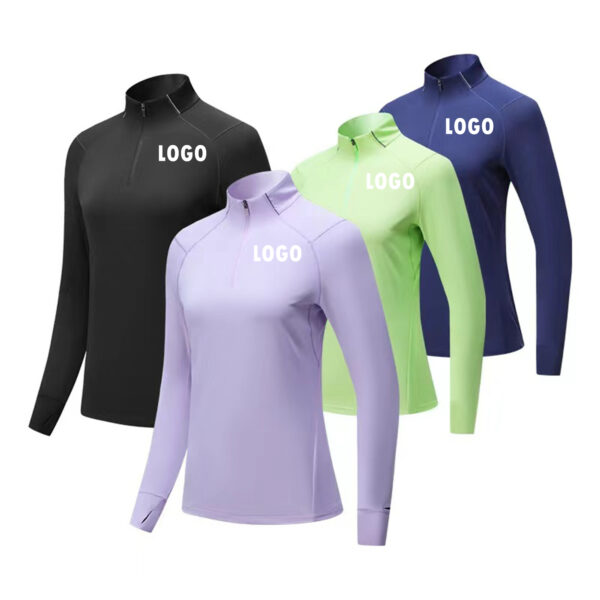 Women'S Long Sleeve Quarter Zip Pullover Shirt Item No#31027