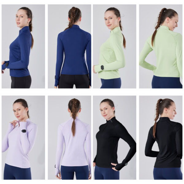 Women'S Long Sleeve Quarter Zip Pullover Shirt Item No#31027 - Image 2
