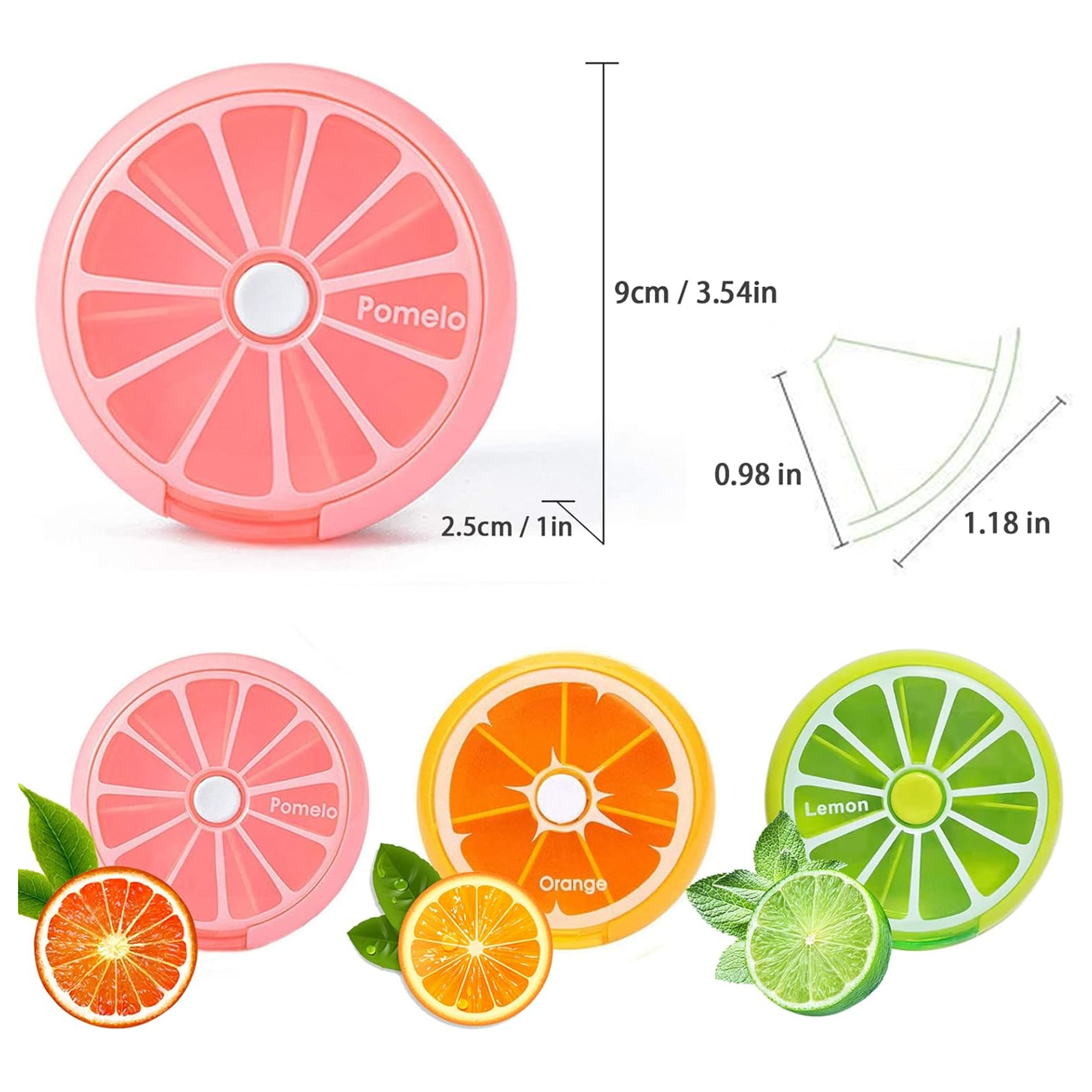 Round Weekly Pill Cases With Fruit Color Item No#31046 - Image 2