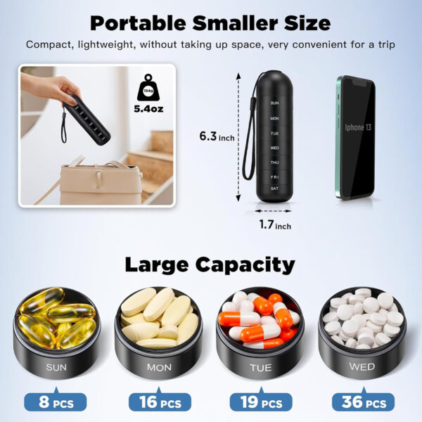 Metal Moisture Proof Weekly Pill Organizer Item No#31050 - Image 2