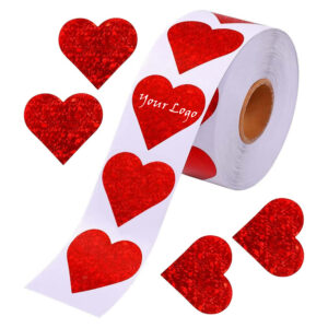 Valentines Glitter Red Heart Stickers Item No#31052