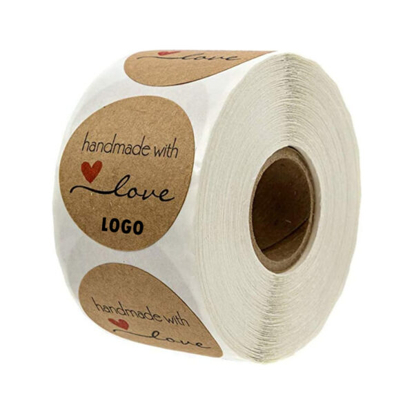 Kraft Handmade With Love Stickers Roll Item No#31055