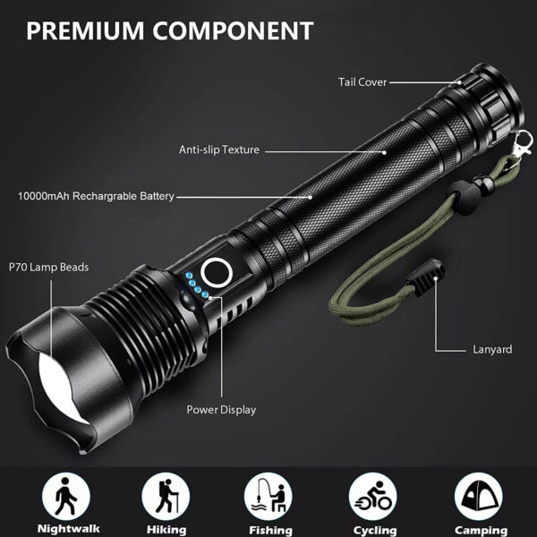Super Bright Rechargeable Led Flashlight Item No#31076 - Image 3