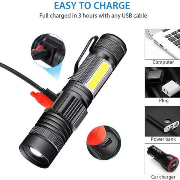 Rechargeable Magnetic Led Flashlight With Cob Item No#31078 - Image 3