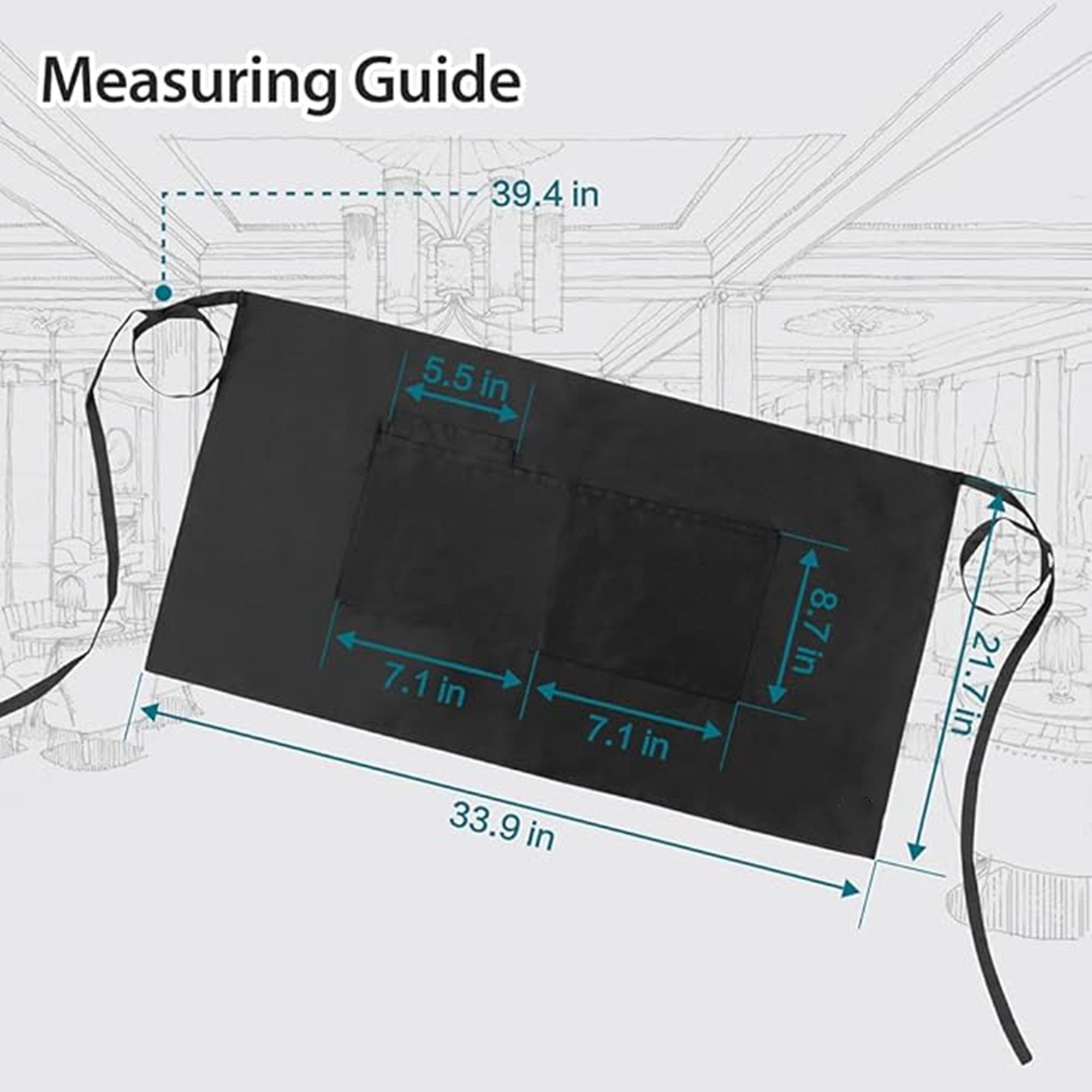 Server Apron With 3 Pockets Item No#31134 - Image 2