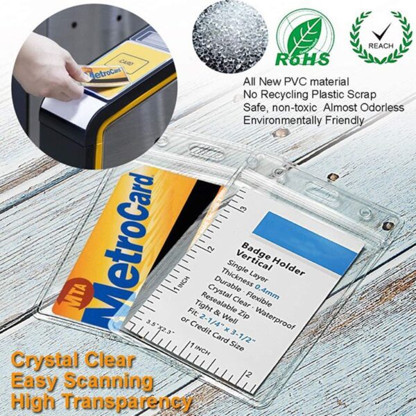 Clear Plastic Vertical Name Id Card Holder Item No#31199 - Image 4