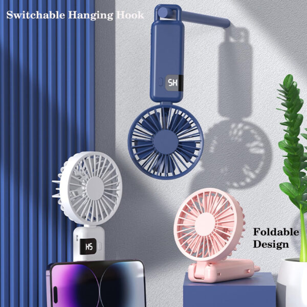 Handheld Rechargeable Fan With Led Display Item No#31222 - Image 2