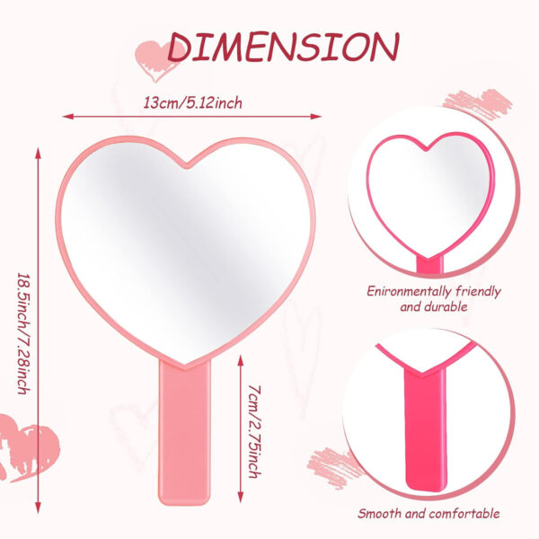 Heart-Shaped Travel Handheld Mirror Item No#31230 - Image 2