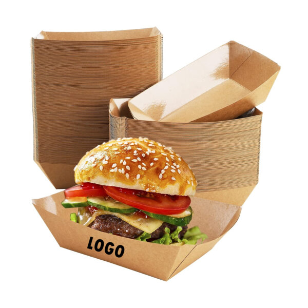Disposable Kraft Paper Food Boat Tray Item No#31248