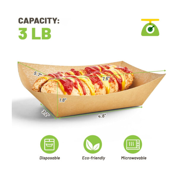 Disposable Kraft Paper Food Boat Tray Item No#31248 - Image 2