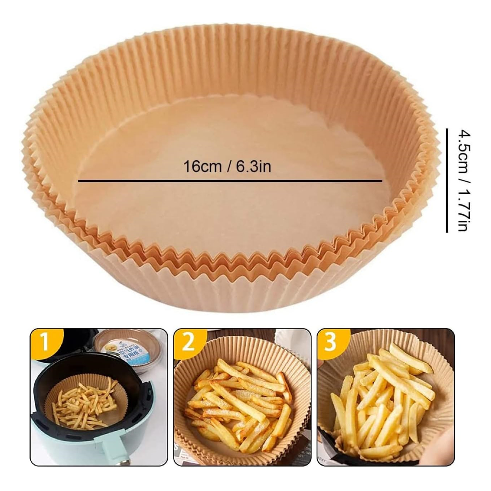 100Pcs-6.3 Inch Air Fryer Paper Liners Item No#31249 - Image 2