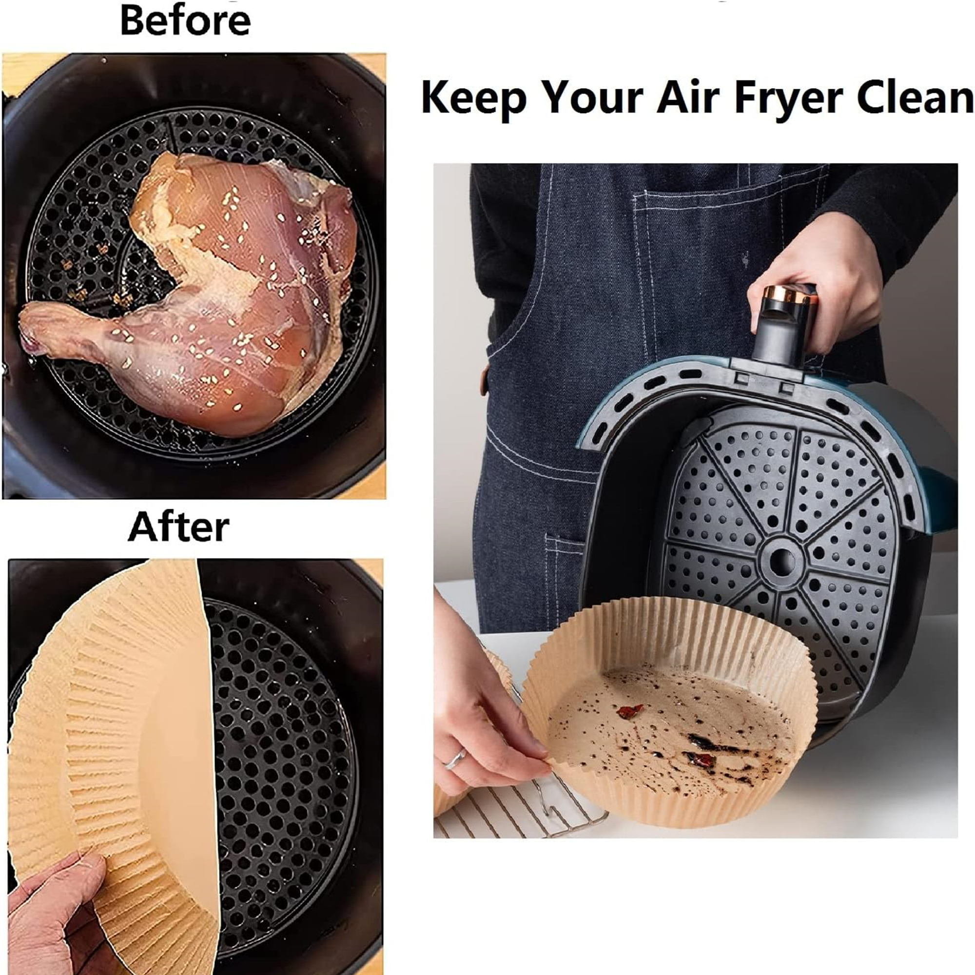 100Pcs-6.3 Inch Air Fryer Paper Liners Item No#31249 - Image 3