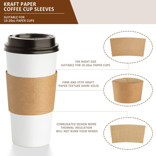 100Pcs 10-20Oz Kraft Paper Coffee Cup Sleeves Item No#31253 - Image 3