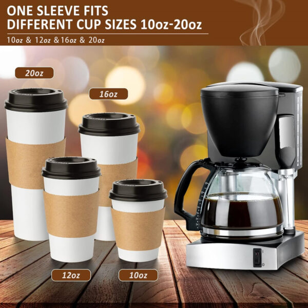 100Pcs 10-20Oz Kraft Paper Coffee Cup Sleeves Item No#31253 - Image 4
