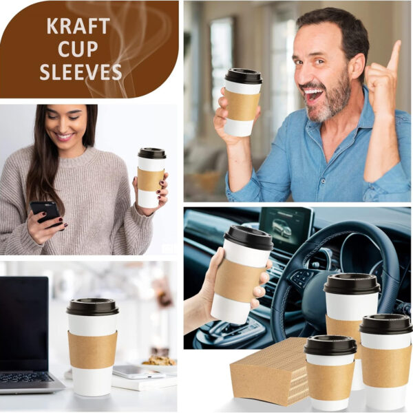 100Pcs 10-20Oz Kraft Paper Coffee Cup Sleeves Item No#31253 - Image 5